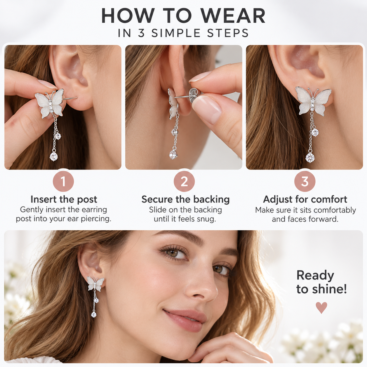 Awabeta® Silver-Tone Butterfly Drop Earrings