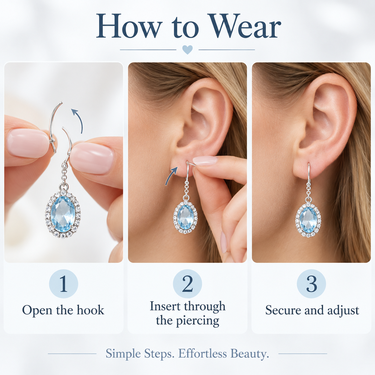 Awabeta® Silver-Tone Oval Blue Crystal Drop Earrings