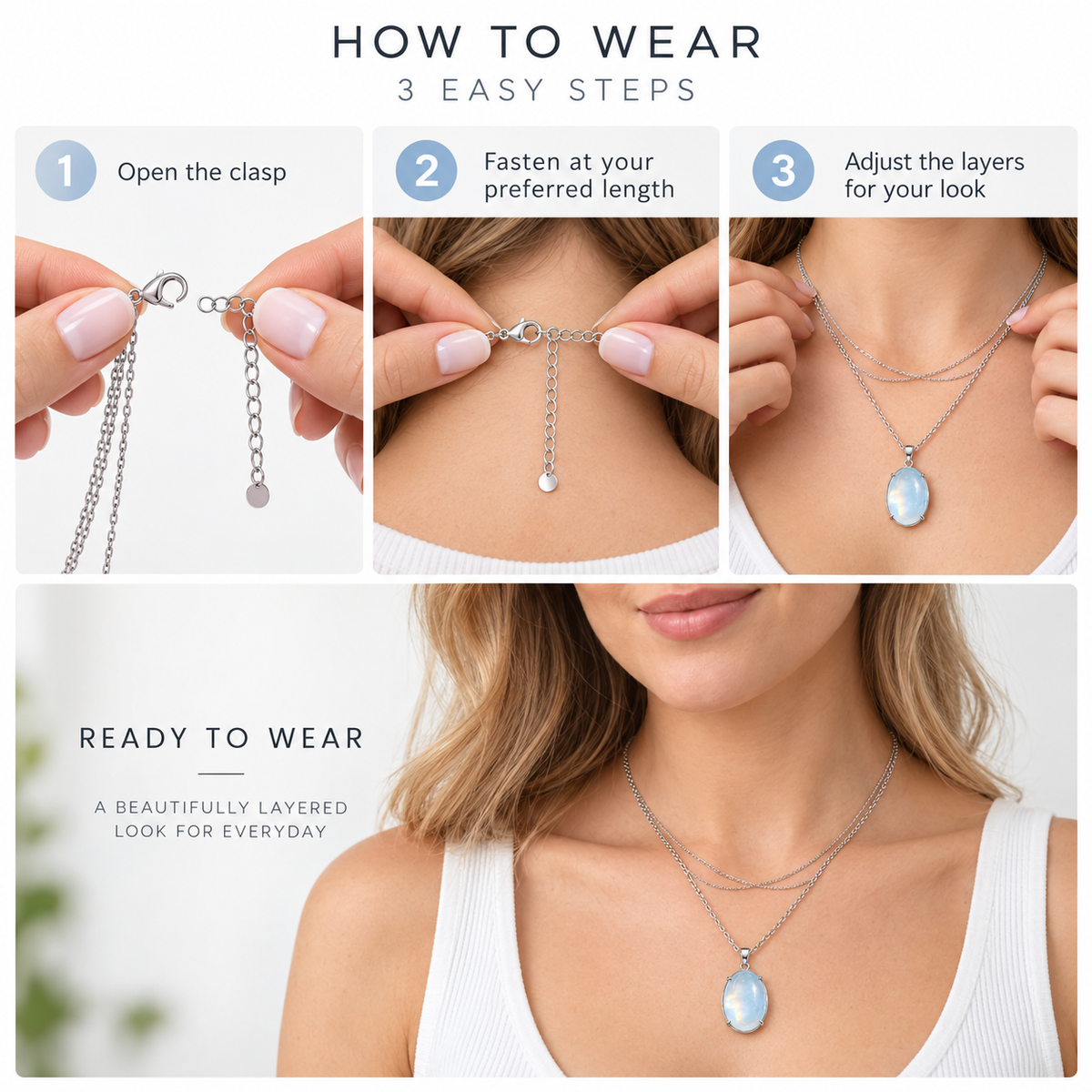 Awabeta® Silver-Toned One-Piece Double-Layer Stackable Necklace