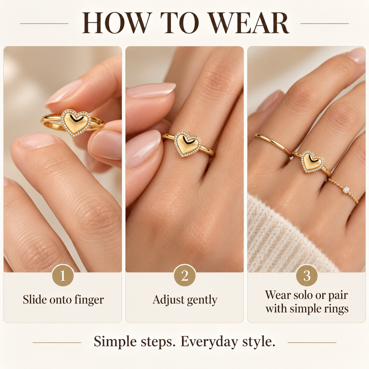 Awabeta Gold-Tone Adjustable Ring with Simulated Crystal Accents