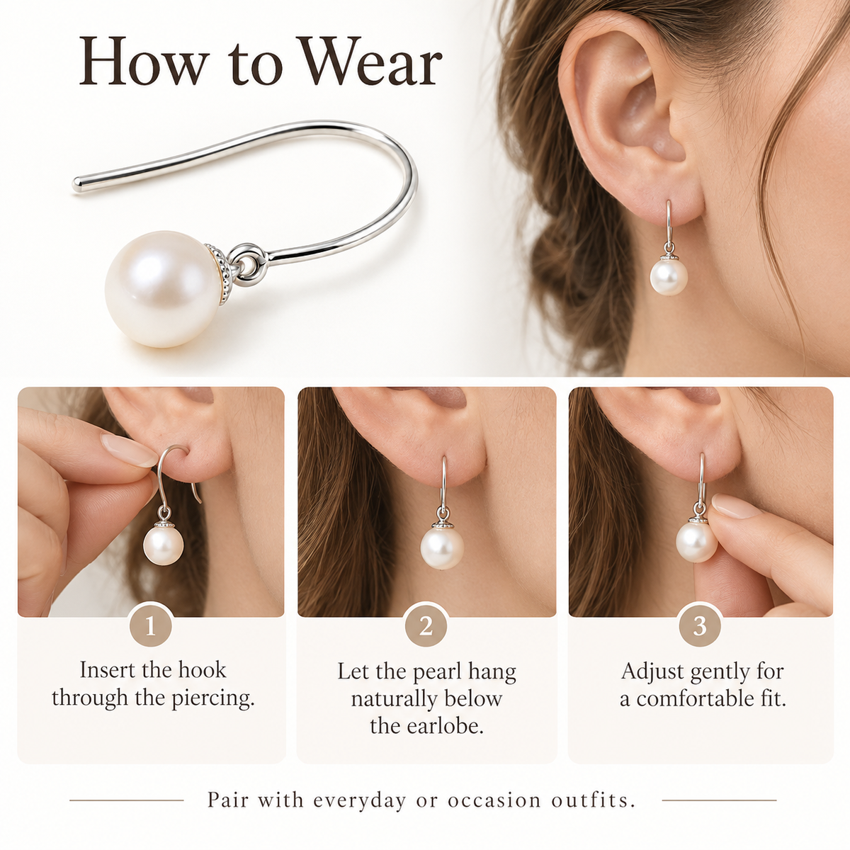 Awabeta® Silver‑Tone Dainty Simulated Pearl Drop Hook Earrings