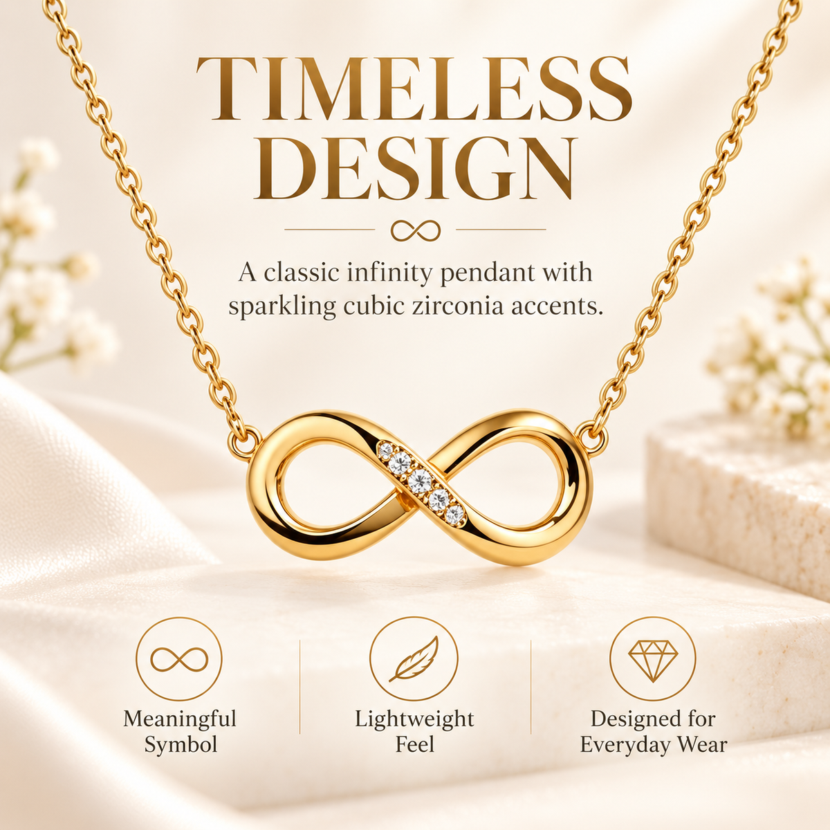Awabeta® Gold-Tone Infinity Symbol Zircon Necklace