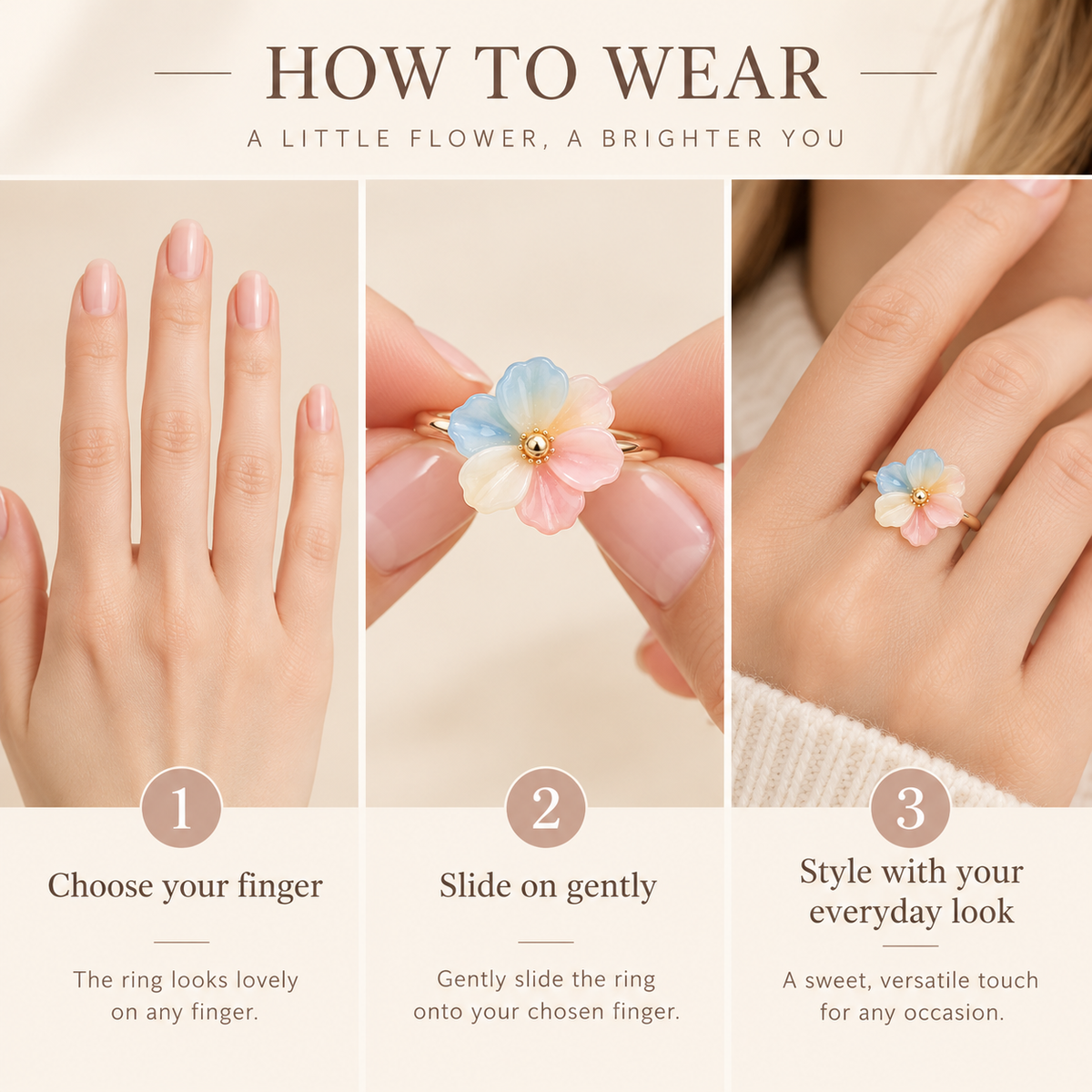 Awabeta®  Ring with a Gold-Toned Gradient Floral Design