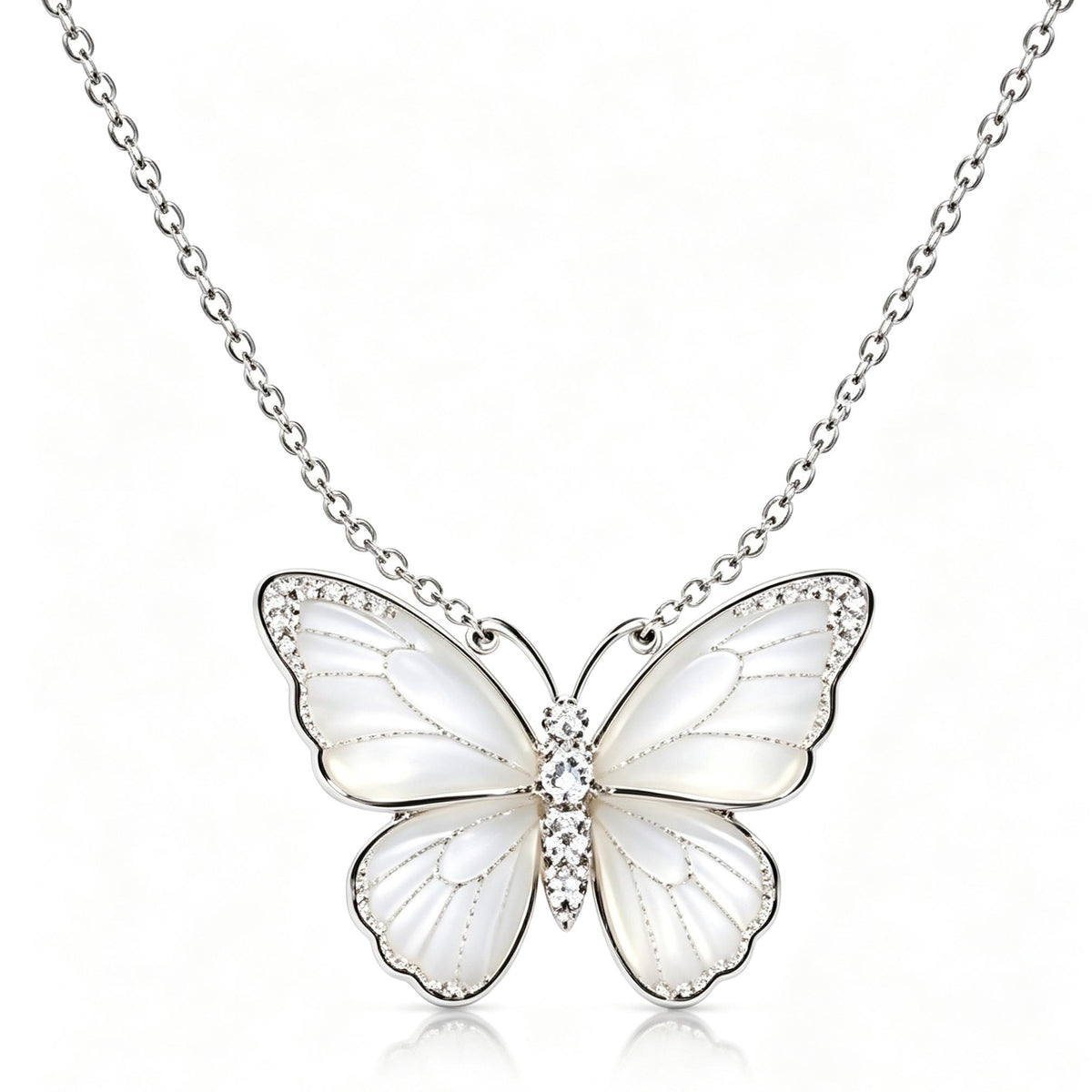 Awabeta® Silver Shell Butterfly Necklace