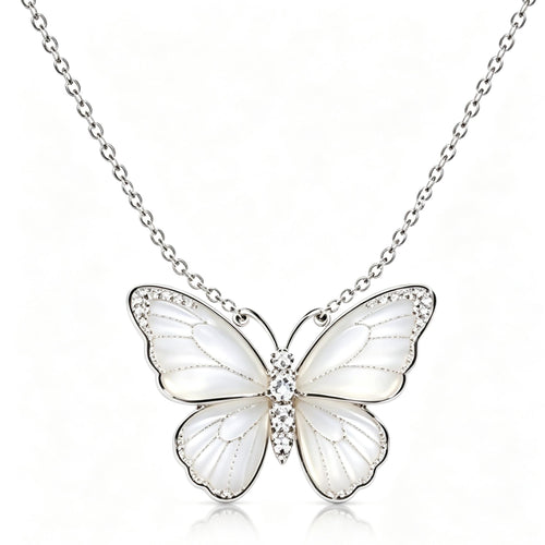 Awabeta® Silver Shell Butterfly Necklace