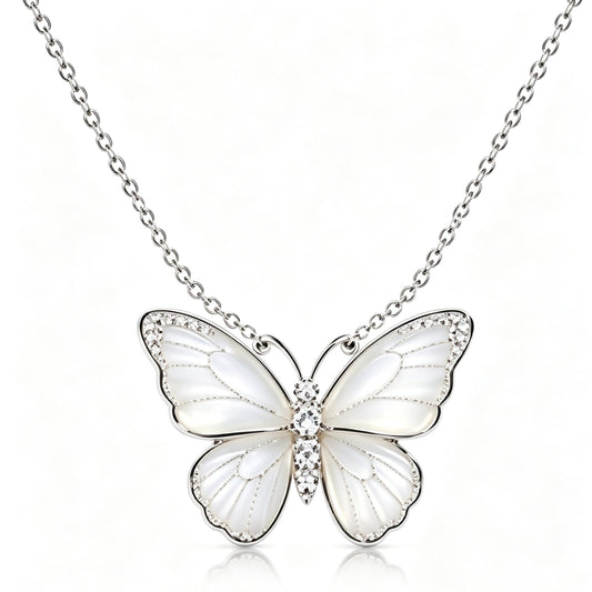 Awabeta® Silver Shell Butterfly Necklace
