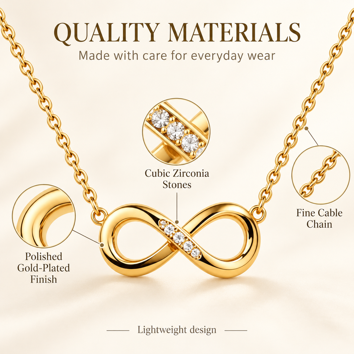 Awabeta® Gold-Tone Infinity Symbol Zircon Necklace