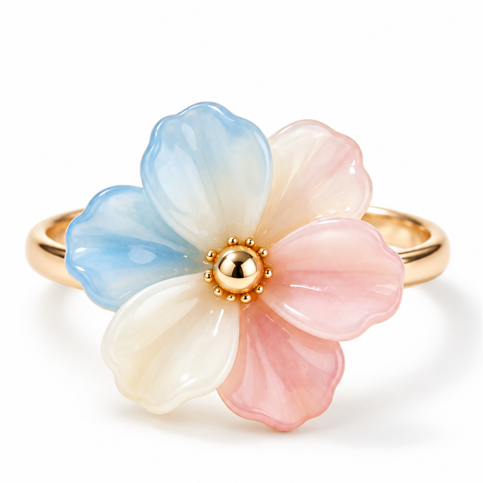 Awabeta®  Ring with a Gold-Toned Gradient Floral Design