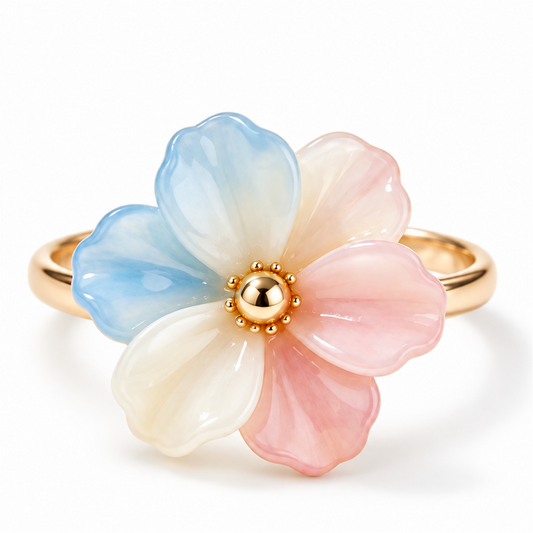 Awabeta®  Ring with a Gold-Toned Gradient Floral Design
