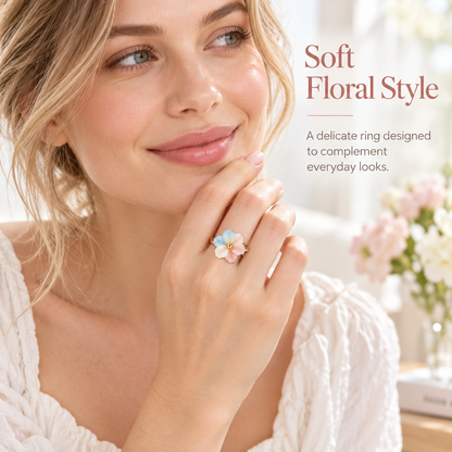 Awabeta®  Ring with a Gold-Toned Gradient Floral Design