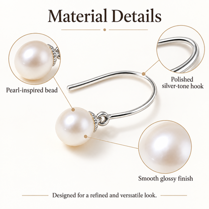 Awabeta® Silver‑Tone Dainty Simulated Pearl Drop Hook Earrings