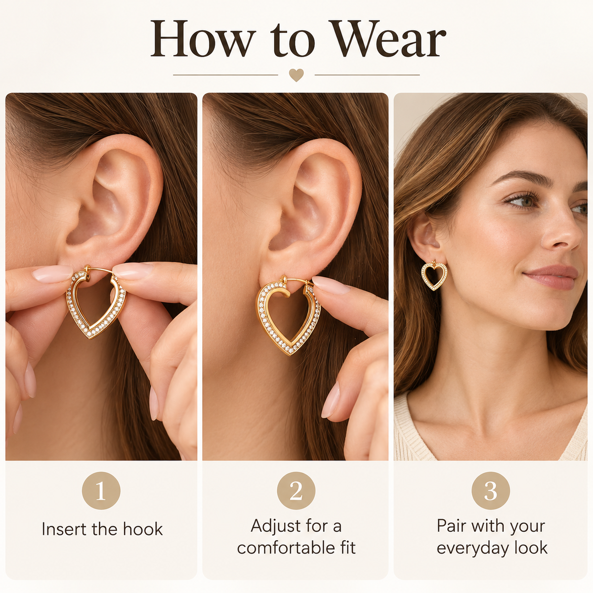Awabeta® Gold‑Tone Hollow Open Heart Hoop Earrings