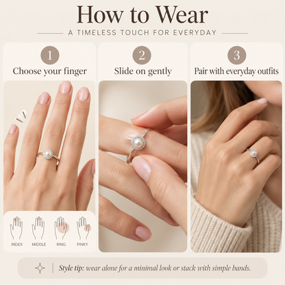 Awabeta® Pearl Halo Silver-Tone Stackable Ring