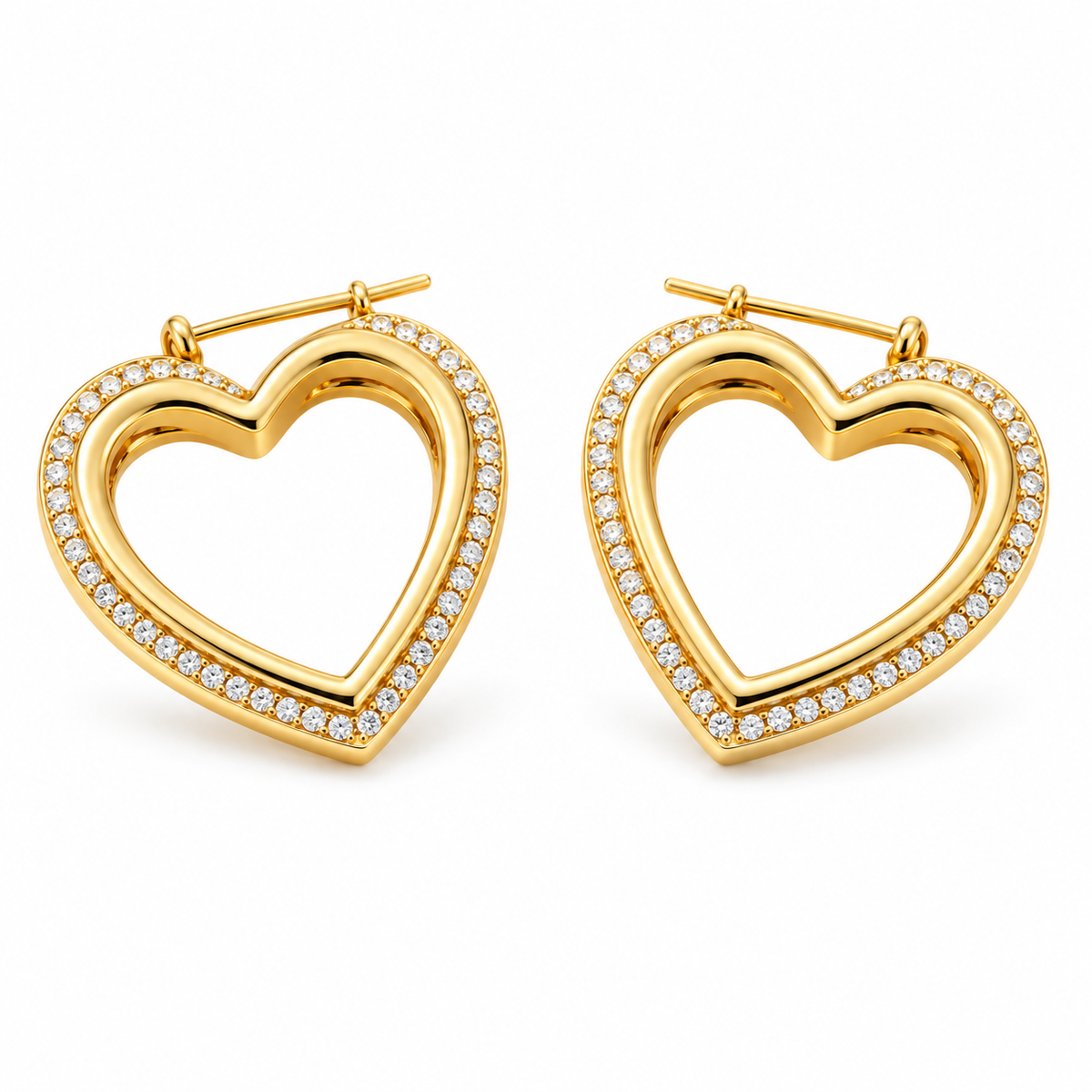 Awabeta® Gold‑Tone Hollow Open Heart Hoop Earrings