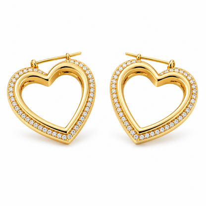 Awabeta® Gold‑Tone Hollow Open Heart Hoop Earrings