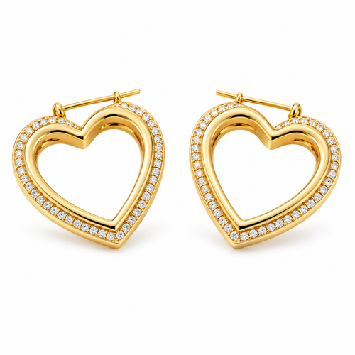 Awabeta® Gold‑Tone Hollow Open Heart Hoop Earrings