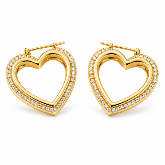 Awabeta® Gold‑Tone Hollow Open Heart Hoop Earrings