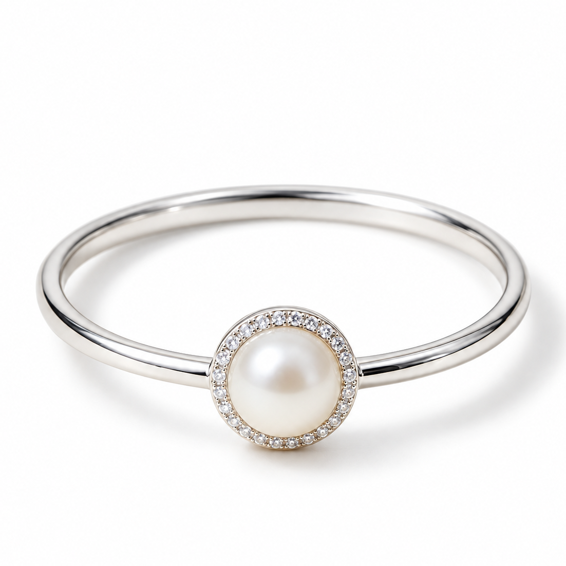 Awabeta® Pearl Halo Silver-Tone Stackable Ring
