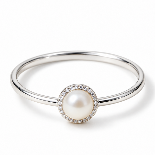 Awabeta® Pearl Halo Silver-Tone Stackable Ring