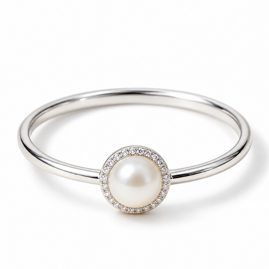 Awabeta® Pearl Halo Silver-Tone Stackable Ring