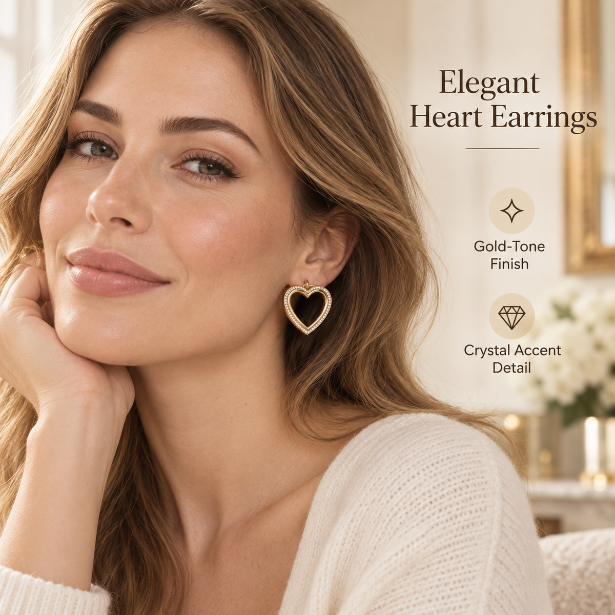 Awabeta® Gold‑Tone Hollow Open Heart Hoop Earrings