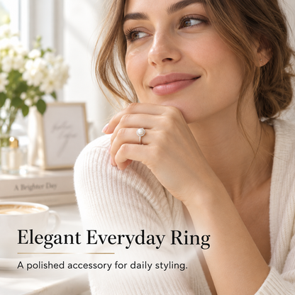 Awabeta® Pearl Halo Silver-Tone Stackable Ring