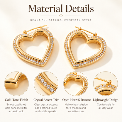 Awabeta® Gold‑Tone Hollow Open Heart Hoop Earrings