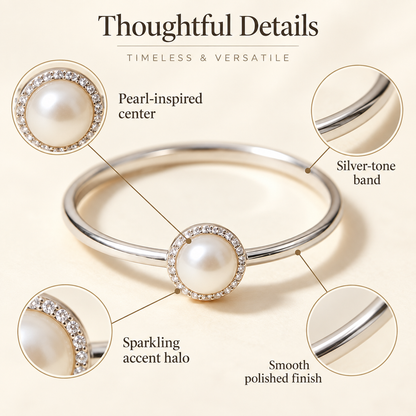 Awabeta® Pearl Halo Silver-Tone Stackable Ring