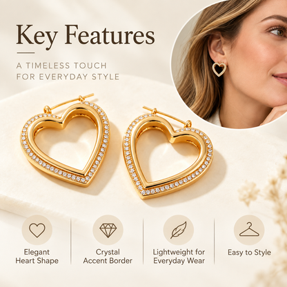 Awabeta® Gold‑Tone Hollow Open Heart Hoop Earrings
