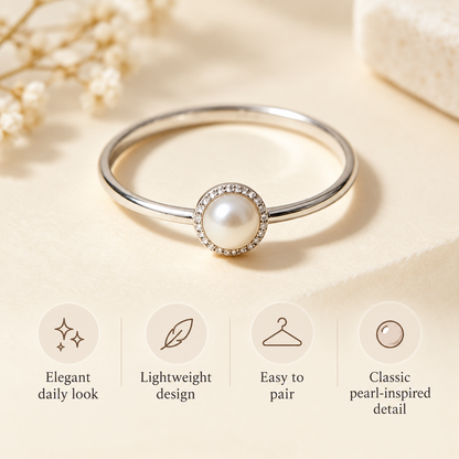 Awabeta® Pearl Halo Silver-Tone Stackable Ring