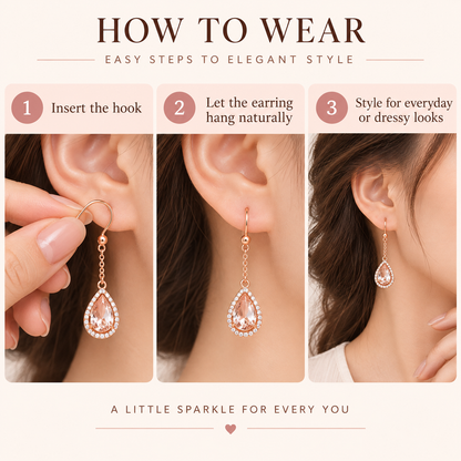 Awabeta® Rose-Gold-Tone Teardrop Crystal Drop Earrings