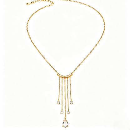 Awabeta® Gold-Toned Zirconia Tassel Pendant Necklace