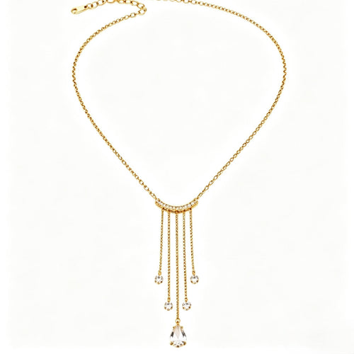 Awabeta® Gold-Toned Zirconia Tassel Pendant Necklace