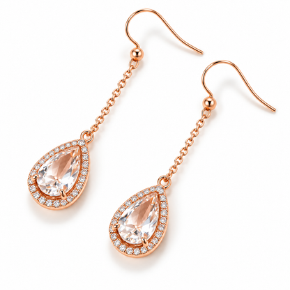 Awabeta® Rose-Gold-Tone Teardrop Crystal Drop Earrings
