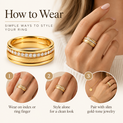 Awabeta® Gold‑Tone Layered Textured Eternity Band Ring