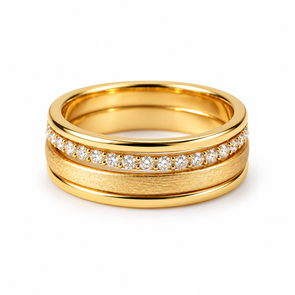 Awabeta® Gold‑Tone Layered Textured Eternity Band Ring
