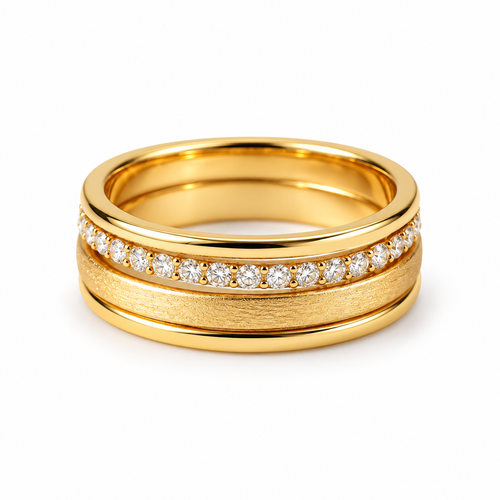 Awabeta® Gold‑Tone Layered Textured Eternity Band Ring