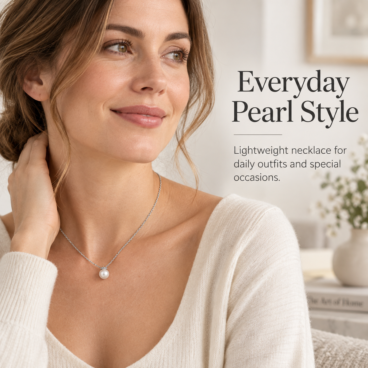 Awabeta® Silver‑Tone Single Faux Pearl Pendant Necklace