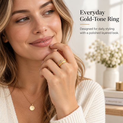 Awabeta® Gold‑Tone Layered Textured Eternity Band Ring