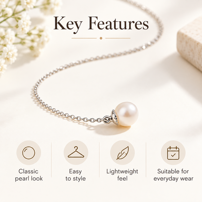 Awabeta® Silver‑Tone Single Faux Pearl Pendant Necklace