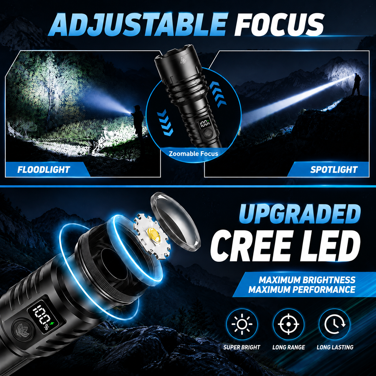 Super Bright Ultimate Tactical Survival Flashlight  · 80X Brighter ·120H Runtime