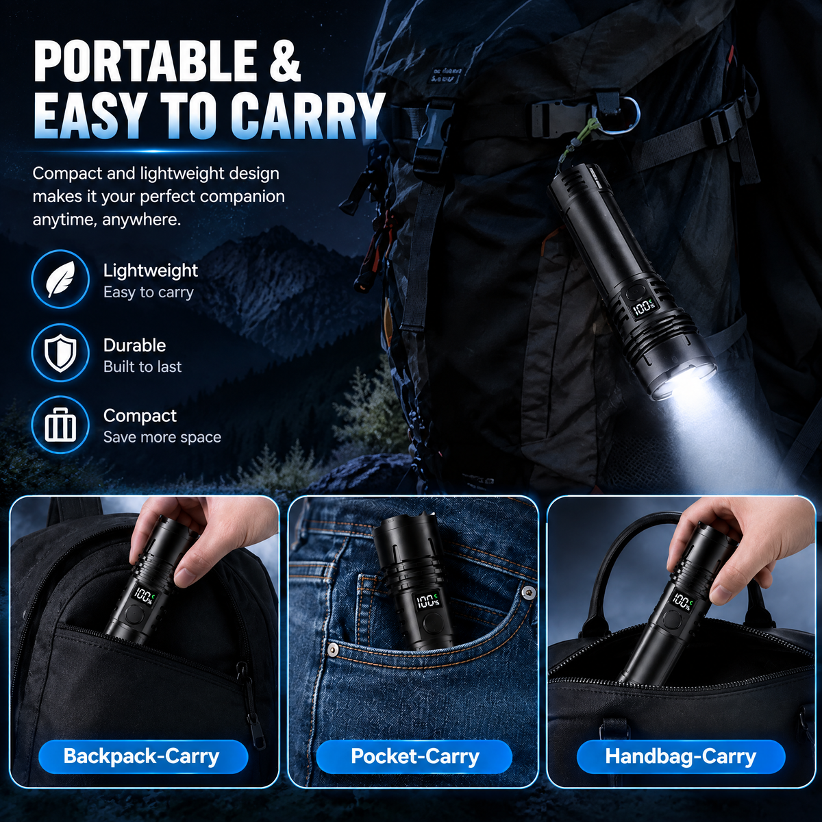Super Bright Ultimate Tactical Survival Flashlight  · 80X Brighter ·120H Runtime