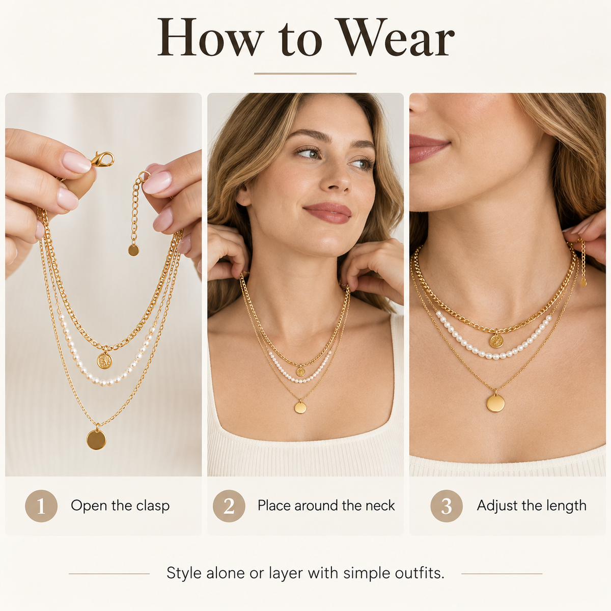 Awabeta® Gold Three-Tier Stacked Necklace
