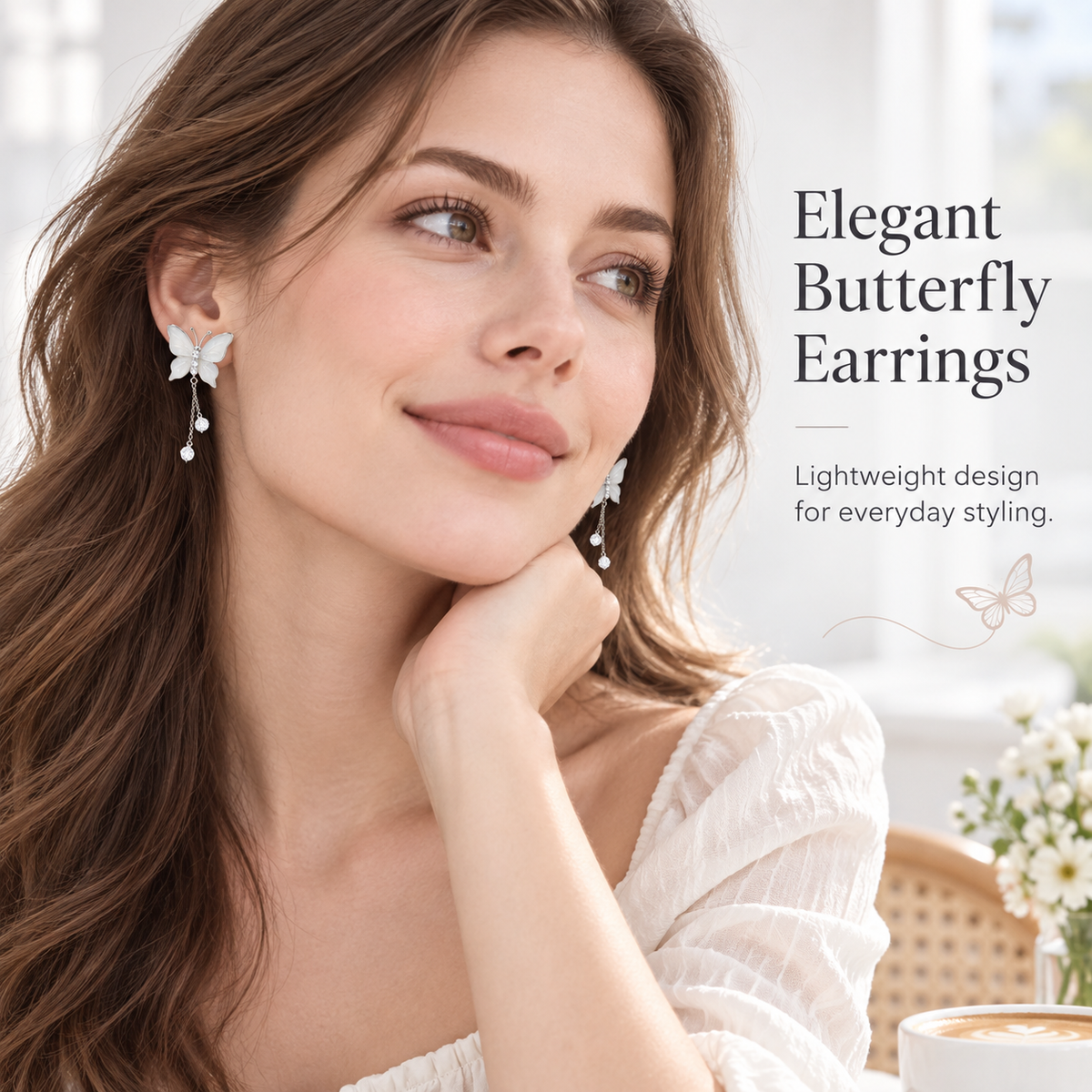 Awabeta® Silver-Tone Butterfly Drop Earrings