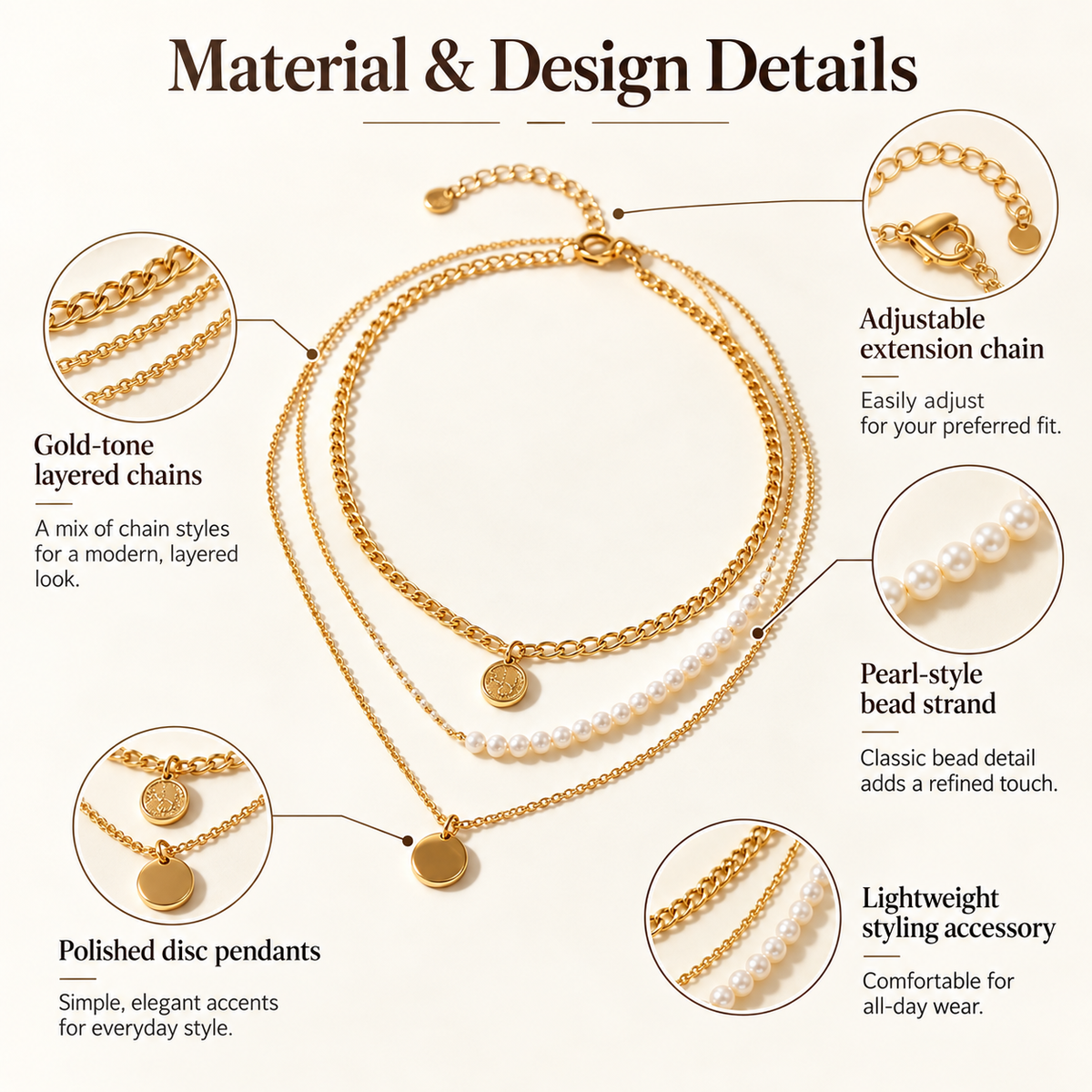 Awabeta® Gold Three-Tier Stacked Necklace