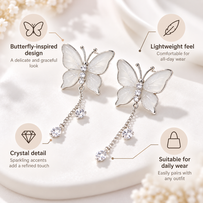 Awabeta® Silver-Tone Butterfly Drop Earrings