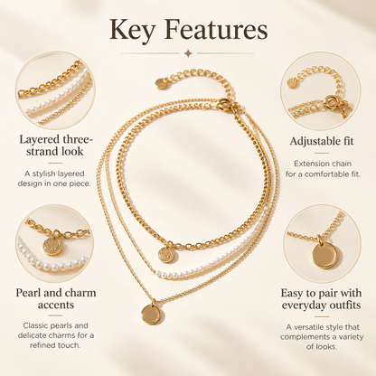 Awabeta® Gold Three-Tier Stacked Necklace