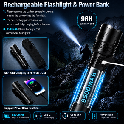 Super Bright Ultimate Tactical Survival Flashlight  · 80X Brighter ·120H Runtime