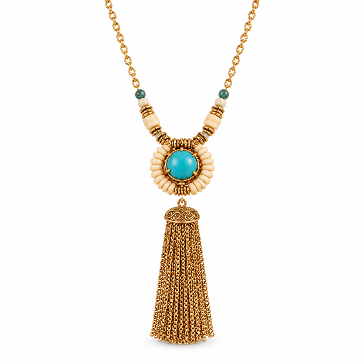 Awabeta® Bohemian-Style Gold Fringe Necklace