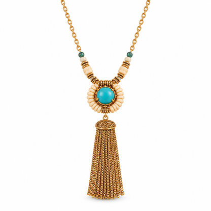 Awabeta® Bohemian-Style Gold Fringe Necklace